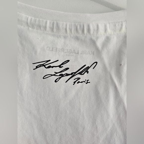 New Karl Lagerfeld Sequin Paris Eiffel Tower Tee in White Size Small - Picture 5 of 5